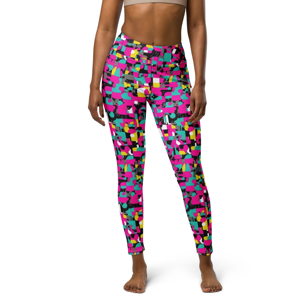 Pink Circuitry on Yoga Leggings — Front
