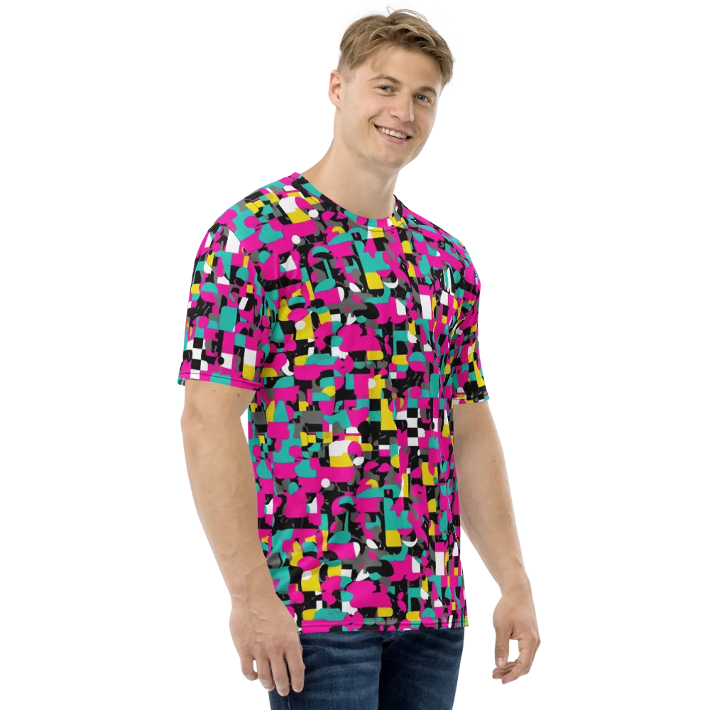 Pink Circuitry on Men's Crew Neck T-Shirt — Right