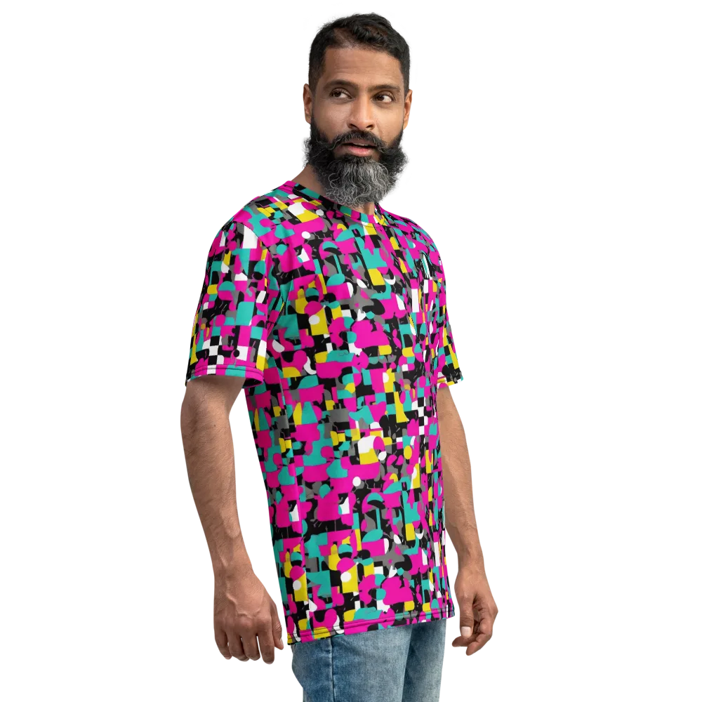 Pink Circuitry on Men's Crew Neck T-Shirt — Right