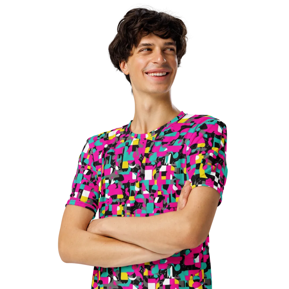 Pink Circuitry on Men's Crew Neck T-Shirt — Left Front
