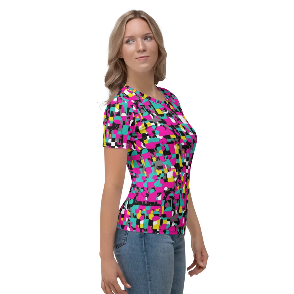 Pink Circuitry on Women's Crew Neck T-Shirt — Right