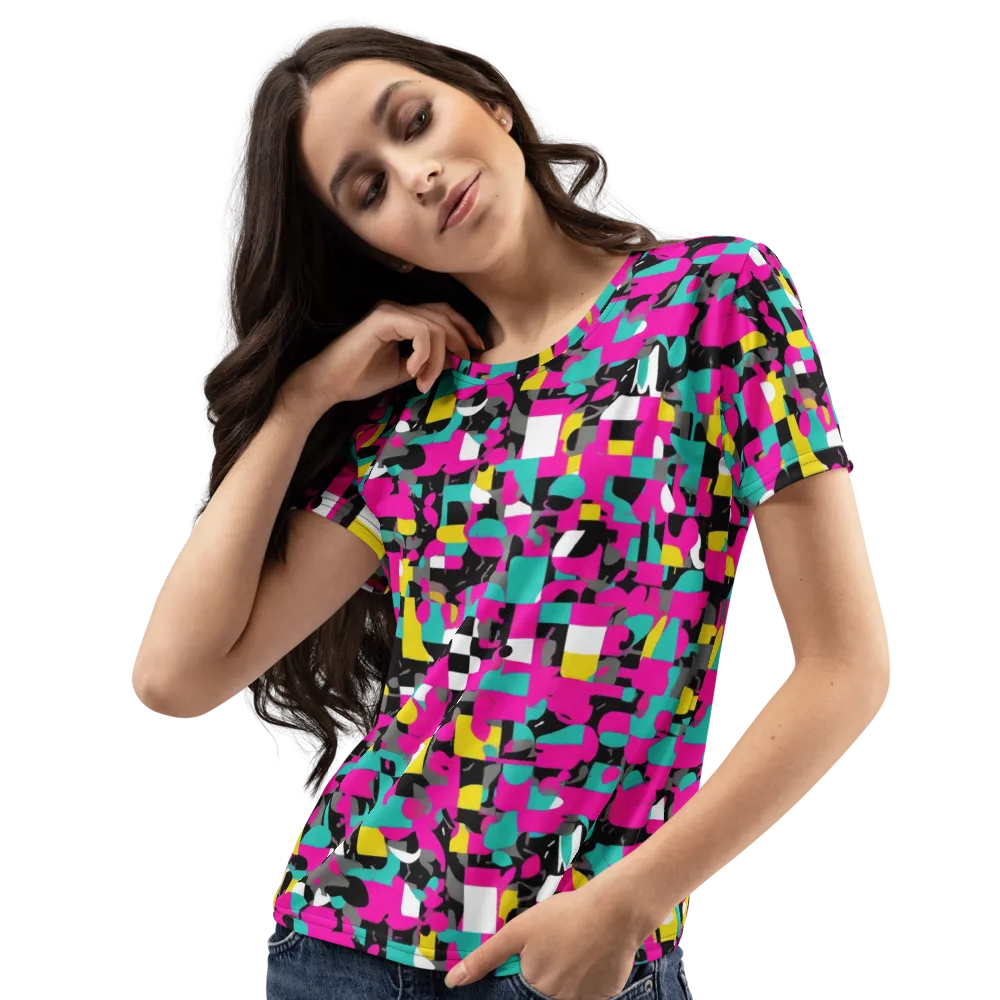 Pink Circuitry on Women's Crew Neck T-Shirt — Left Front