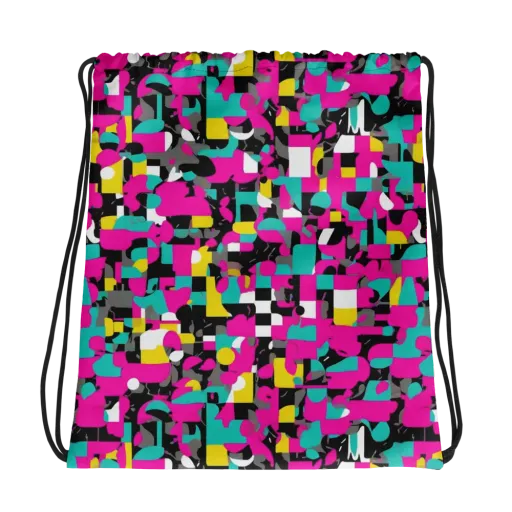 Pink Circuitry on a Drawstring Bag