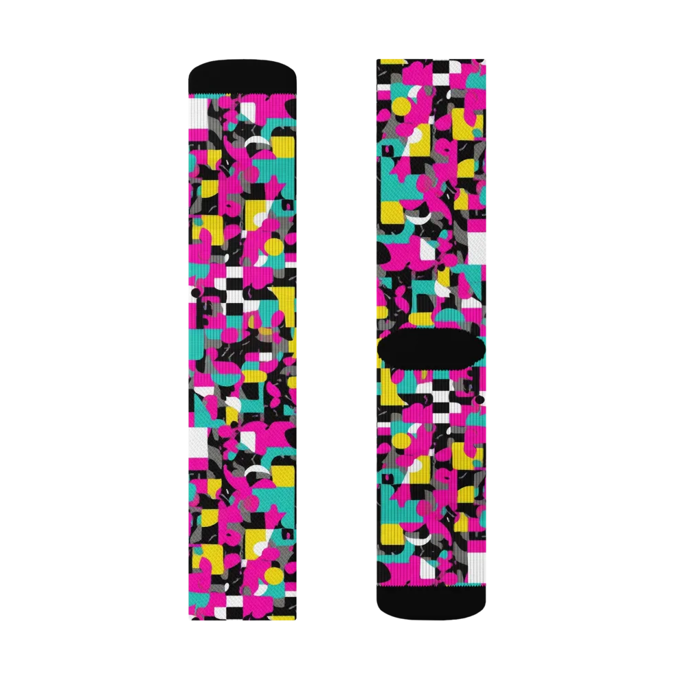 Pink Circuitry on Socks — Left Sock