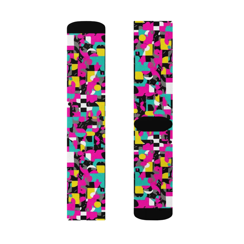 Pink Circuitry on Socks — Right Sock