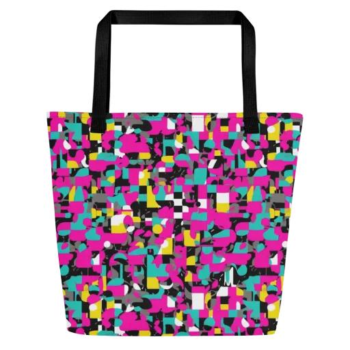 Pink Circuitry on a Large Tote Bag W/ Pocket