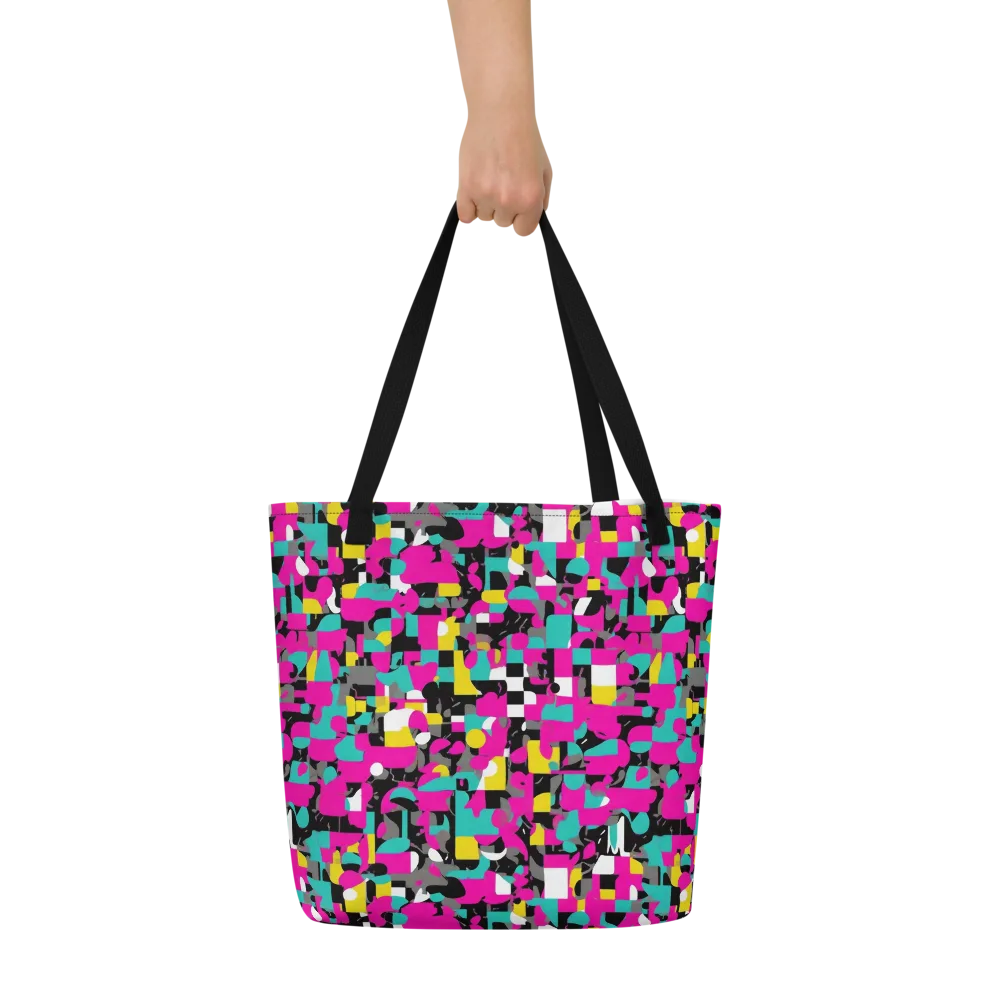 Pink Circuitry on Large Tote Bag W/ Pocket — Front