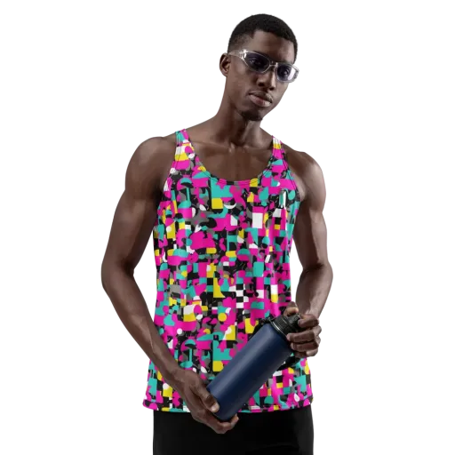 Pink Circuitry on a Men's Tank Top