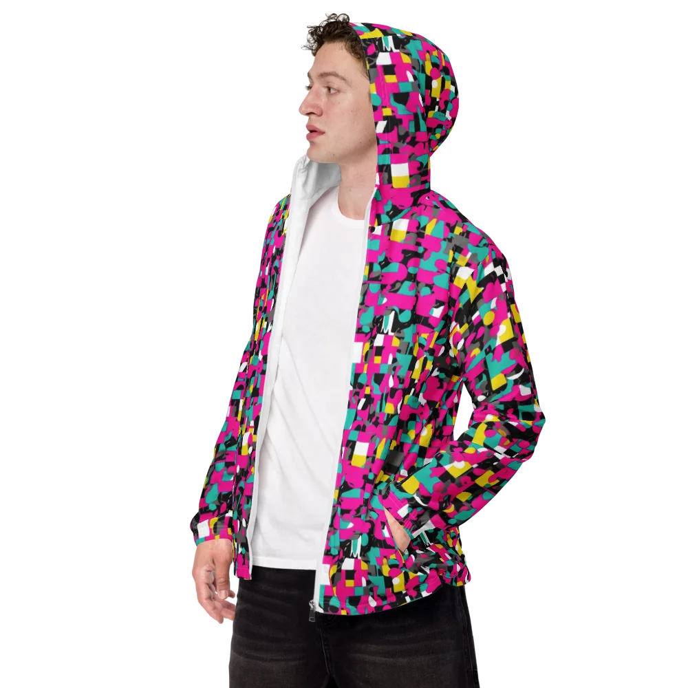 Pink Circuitry on Men's Windbreaker — Left Front