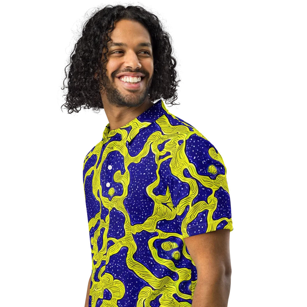 Sunlit Spiral on Men's Slim Fit Polo Shirt — Left Front