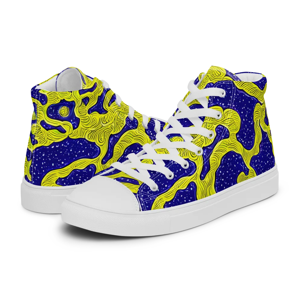 Sunlit Spiral on Men's High Top Canvas Shoes — Left