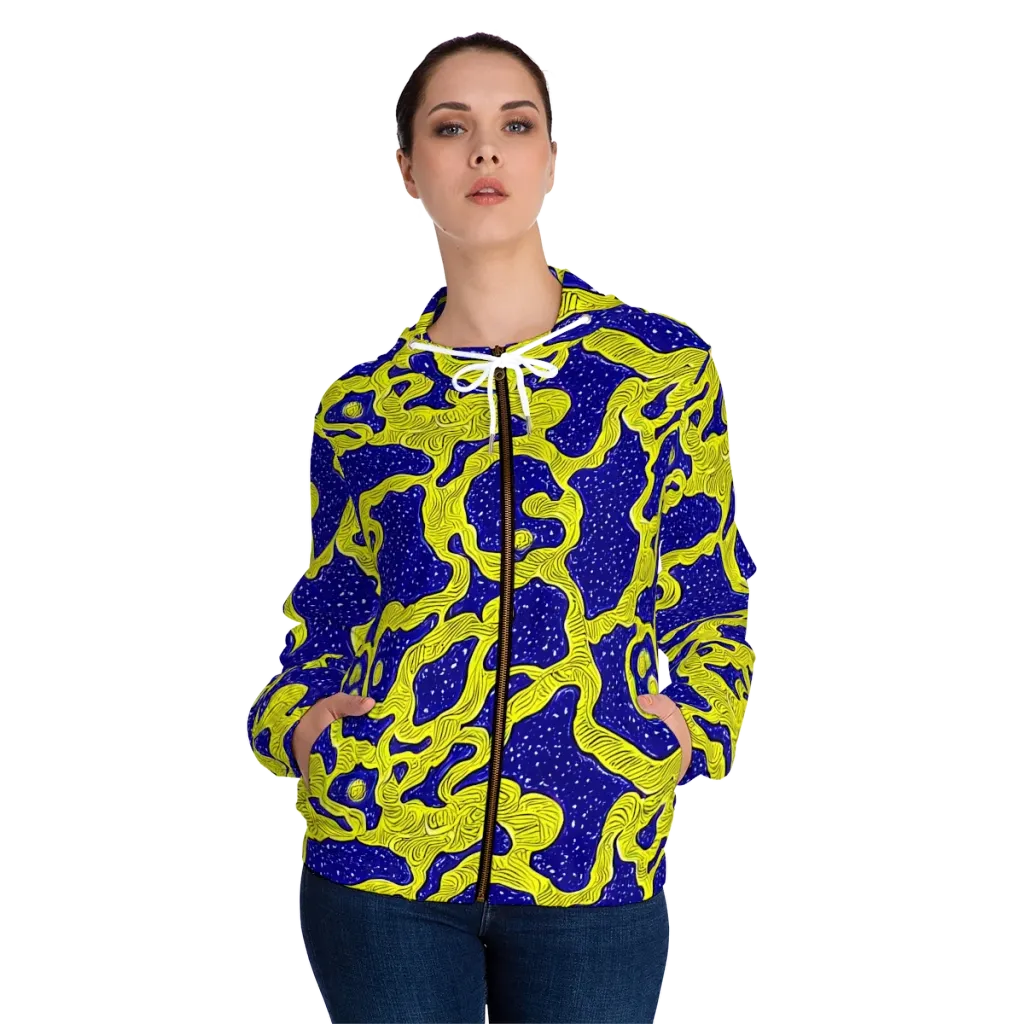 Sunlit Spiral on Women's Full-Zip Hoodie — Front On Person