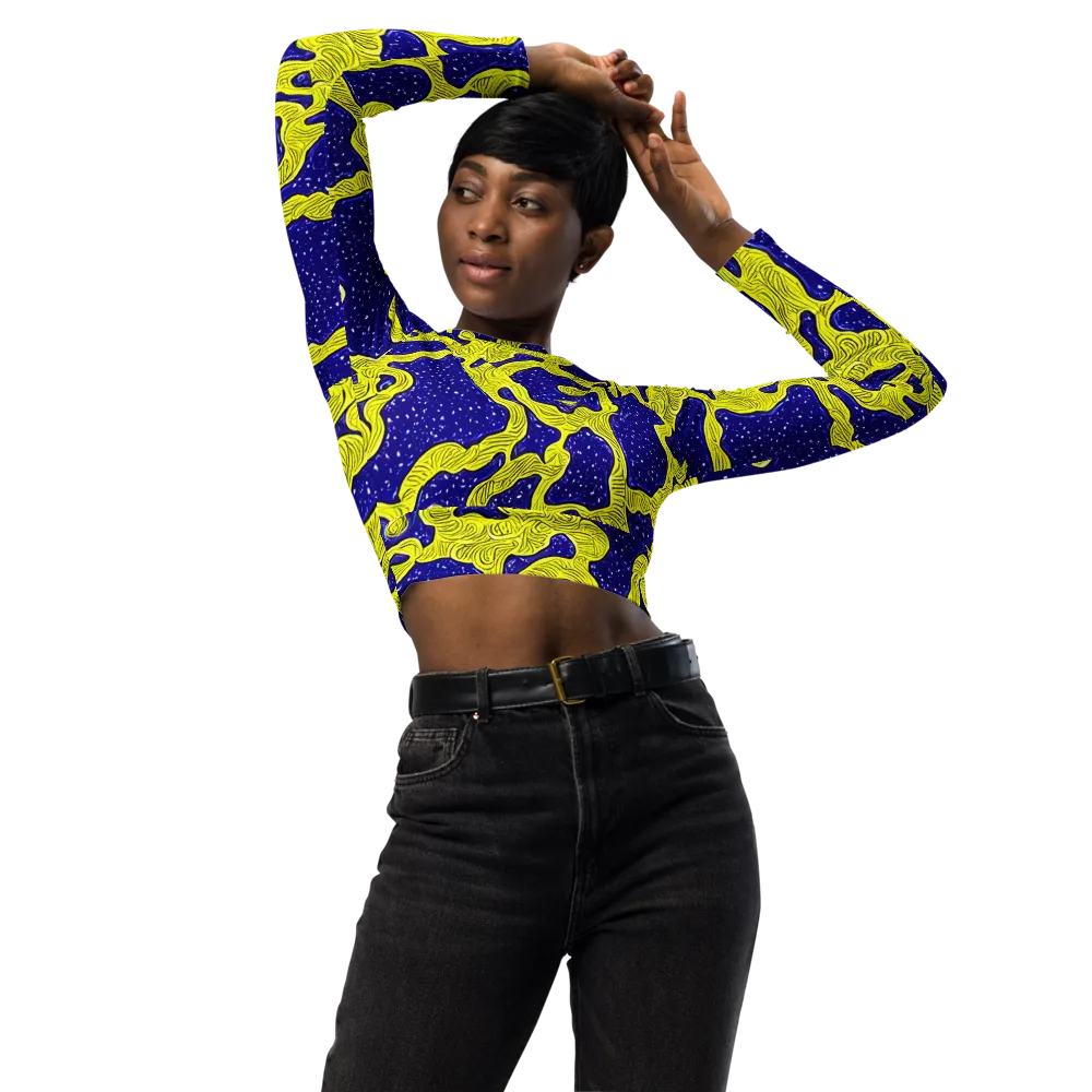 Sunlit Spiral on Long Sleeve Crop Top — Front