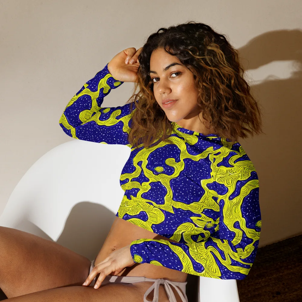 Sunlit Spiral on Long Sleeve Crop Top — Left Front