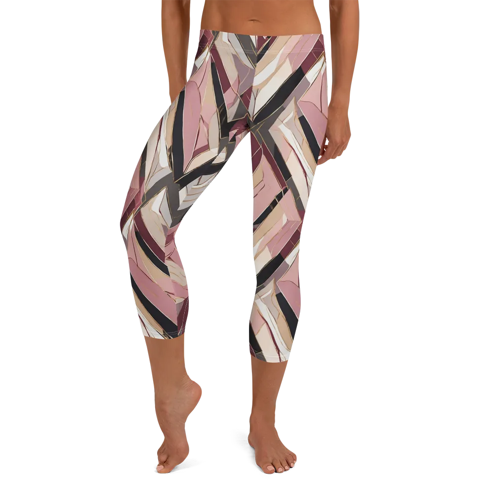 Rose Quartz Angles on Capri Leggings — Front