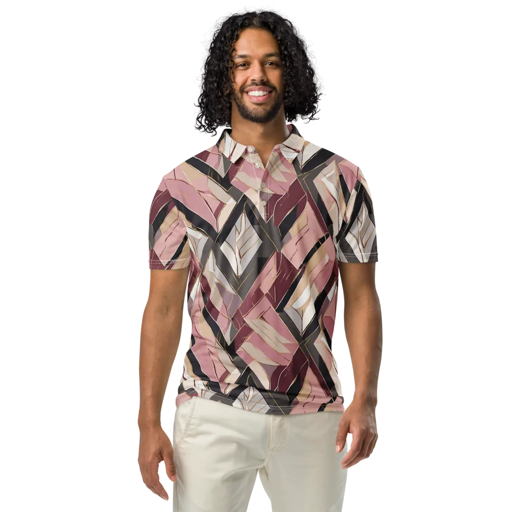 Rose Quartz Angles on Men's Slim Fit Polo Shirt — Front