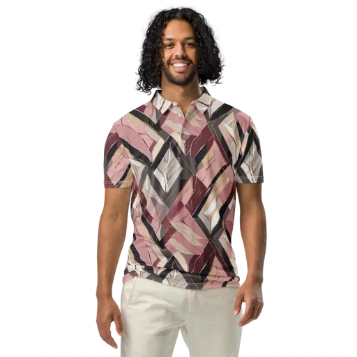 Rose Quartz Angles on a Men's Slim Fit Polo Shirt