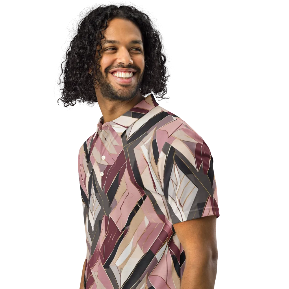Rose Quartz Angles on Men's Slim Fit Polo Shirt — Left Front