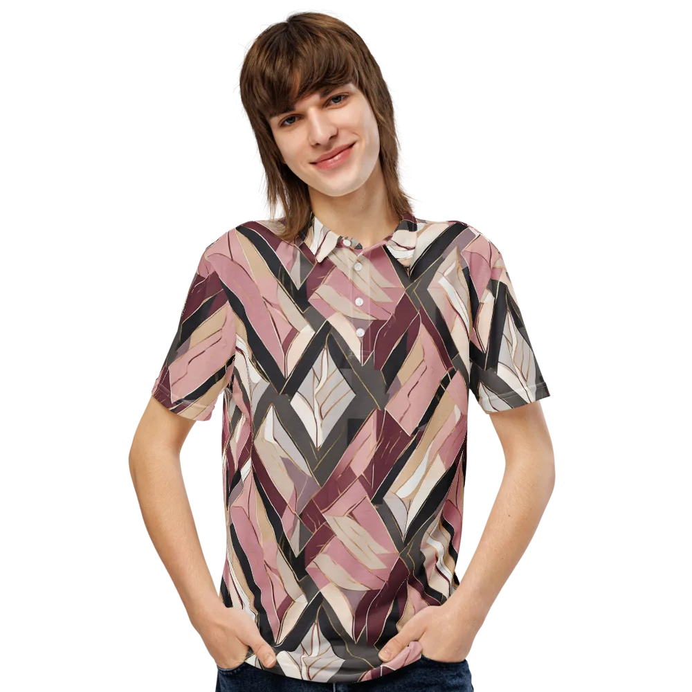 Rose Quartz Angles on Men's Slim Fit Polo Shirt — Front