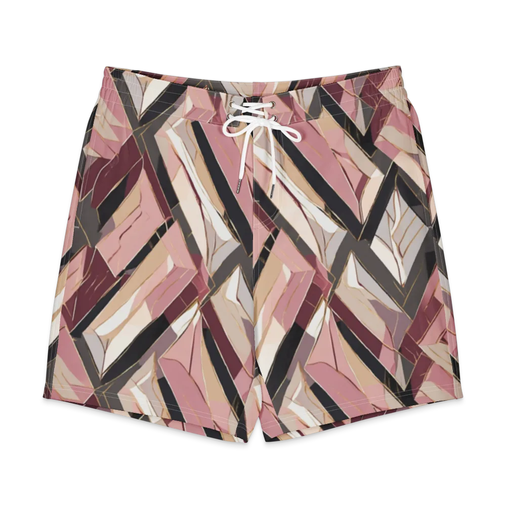 Rose Quartz Angles on Men's Board Shorts — Front