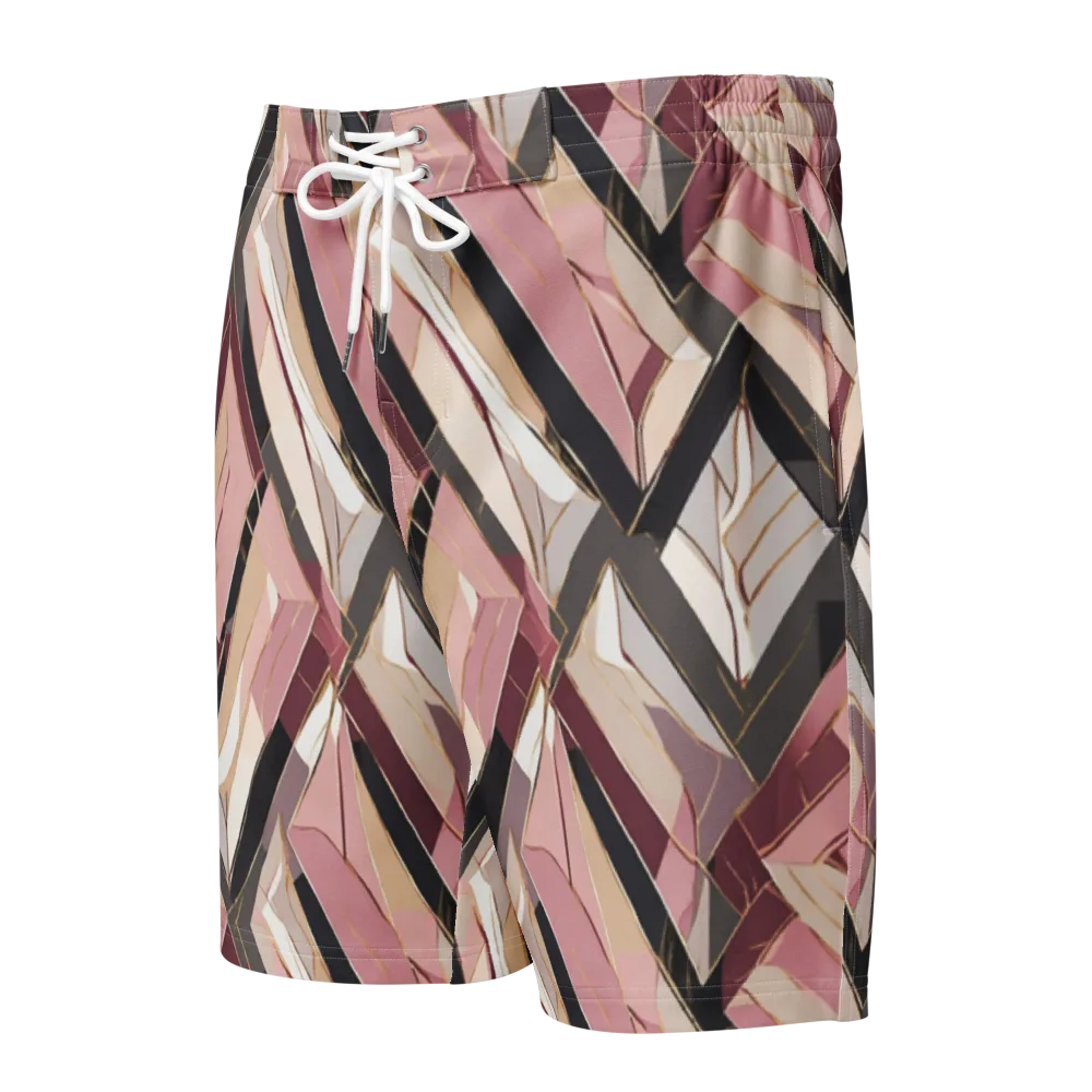 Rose Quartz Angles on Men's Board Shorts — Front
