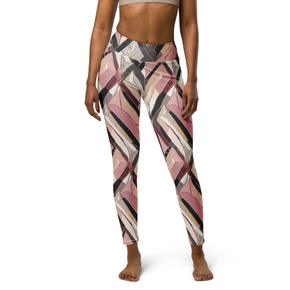 Rose Quartz Angles on Yoga Leggings — Front