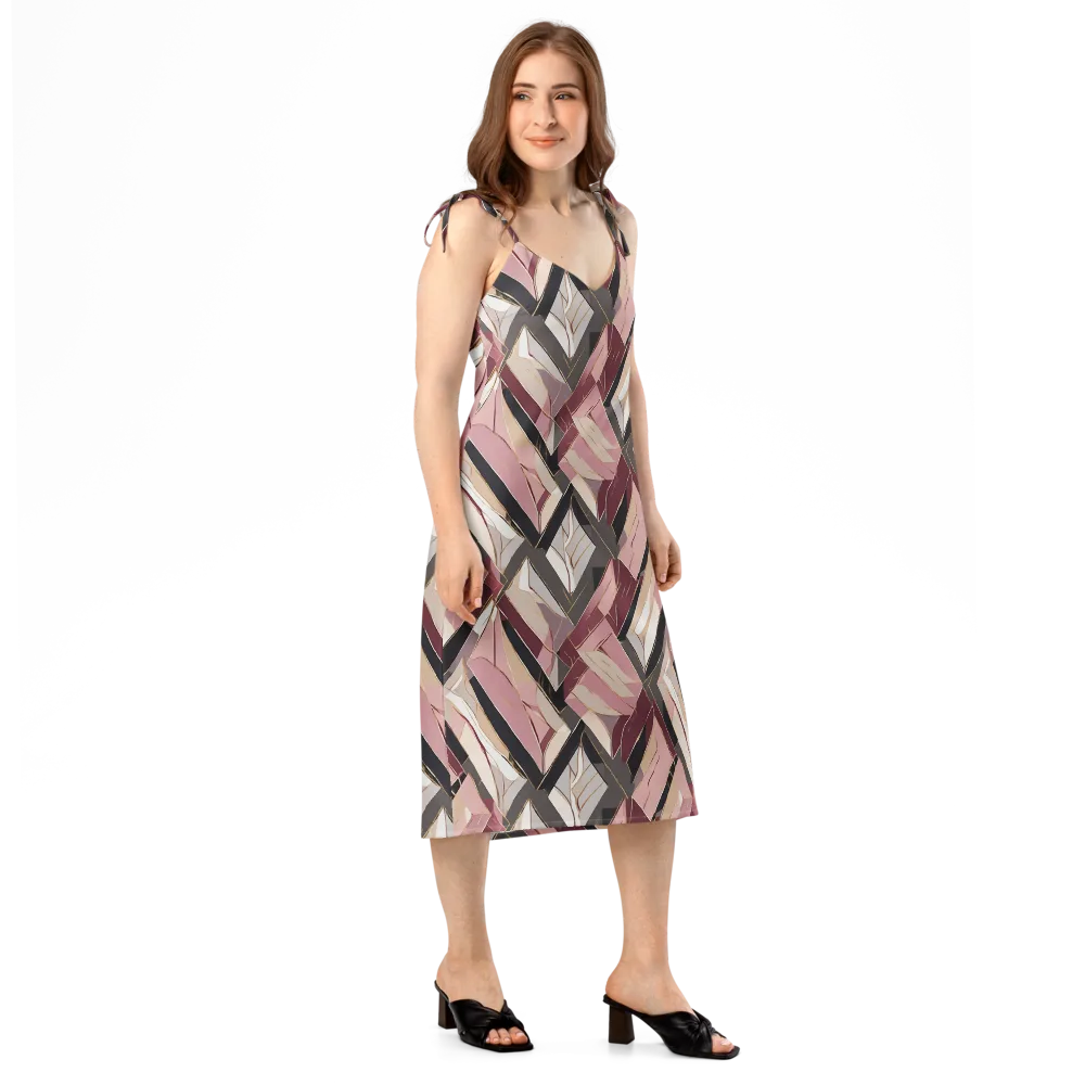 Rose Quartz Angles on Slip Dress — Right Front