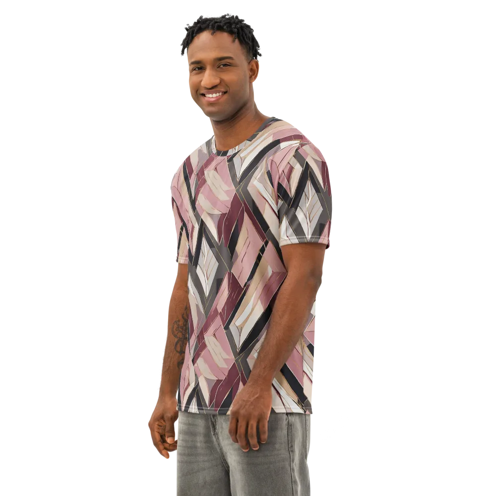 Rose Quartz Angles on Men's Cotton Crew Neck T-Shirt — Left Front