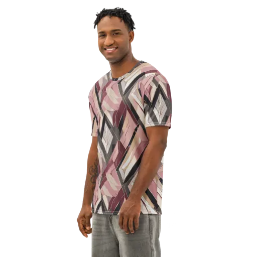 Rose Quartz Angles on a Men's Cotton Crew Neck T-Shirt