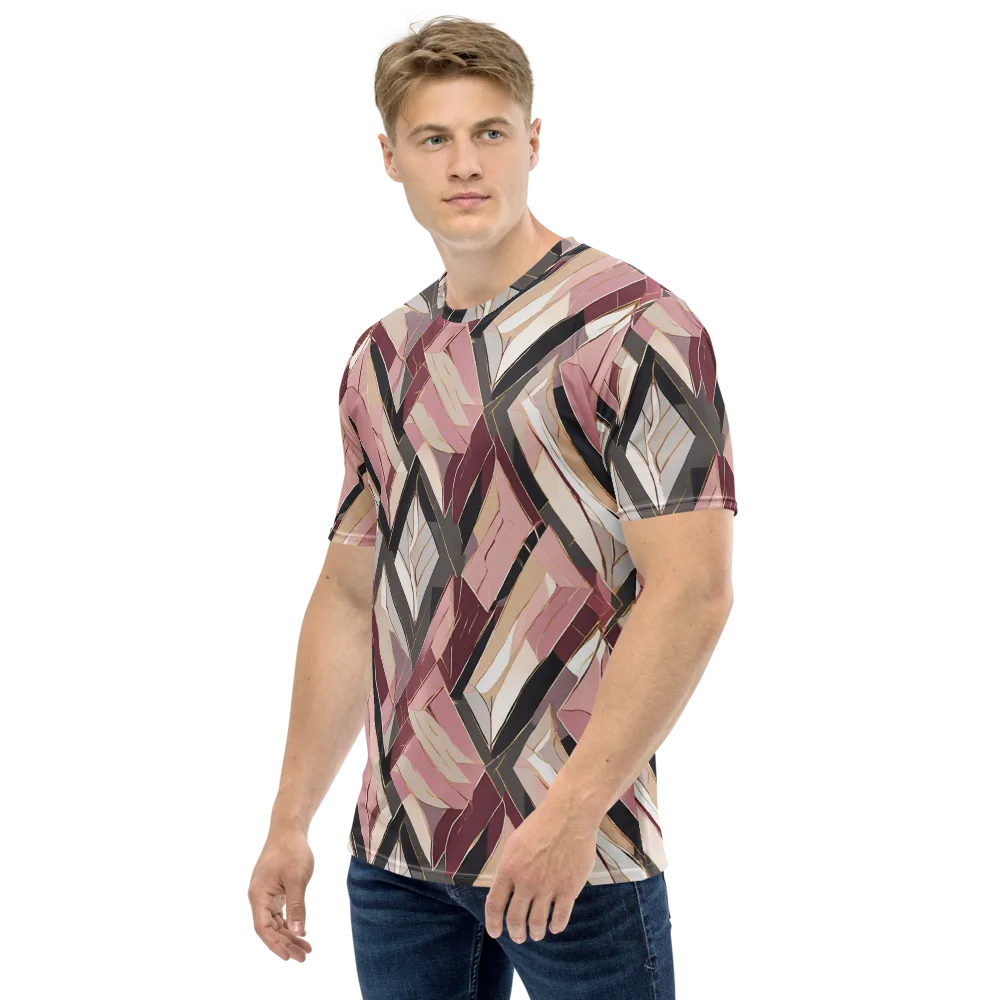 Rose Quartz Angles on Men's Crew Neck T-Shirt — Left