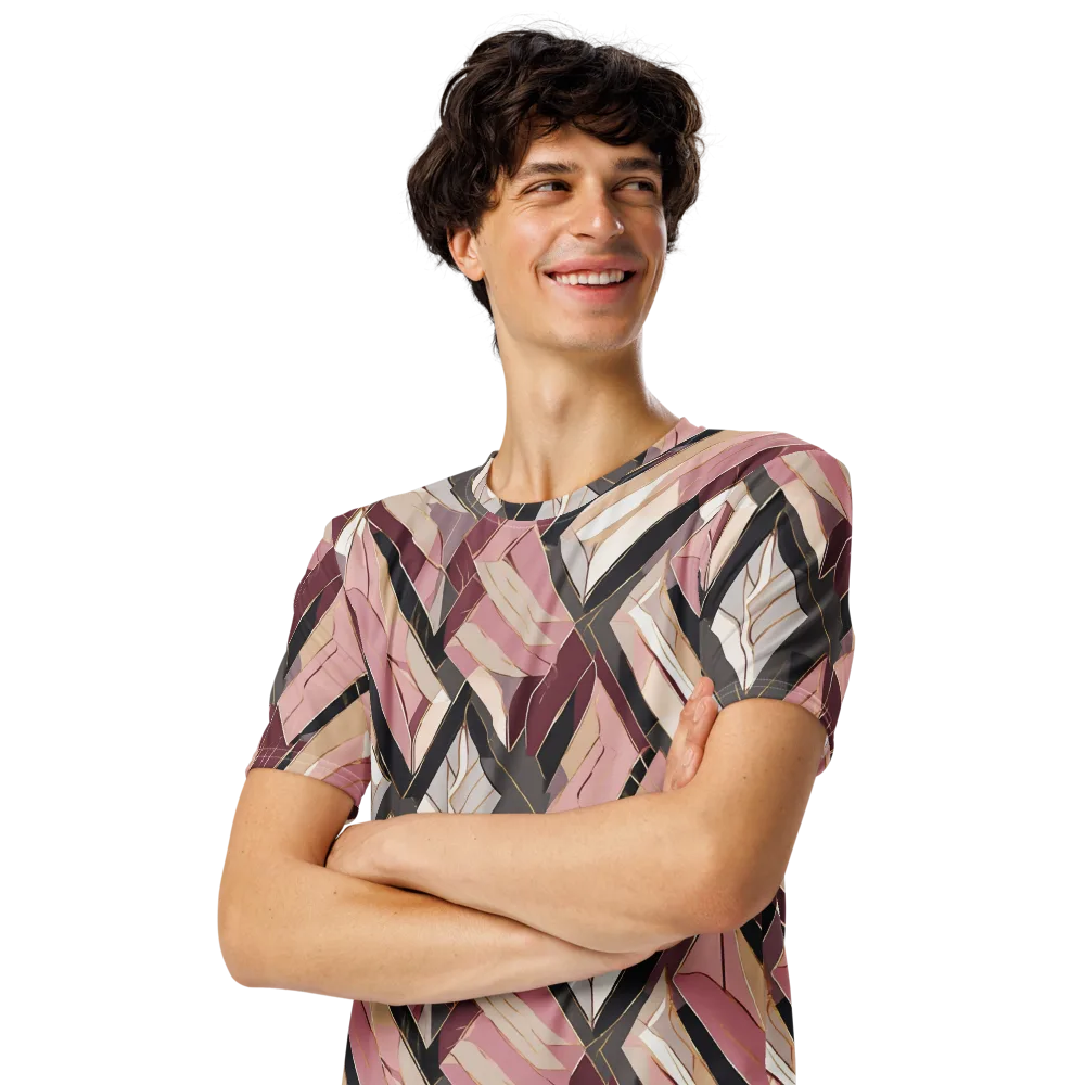 Rose Quartz Angles on Men's Crew Neck T-Shirt — Left Front