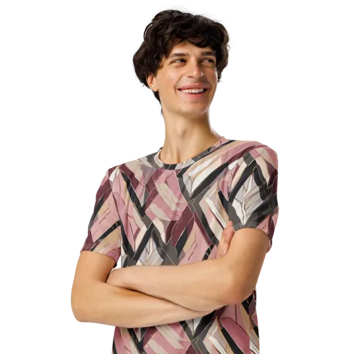 Rose Quartz Angles on a Men's Crew Neck T-Shirt