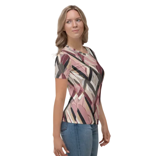Rose Quartz Angles on a Women's Crew Neck T-Shirt