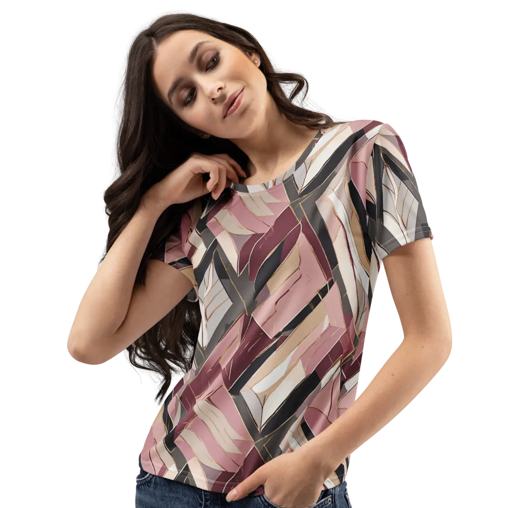 Rose Quartz Angles on Women's Crew Neck T-Shirt — Left Front
