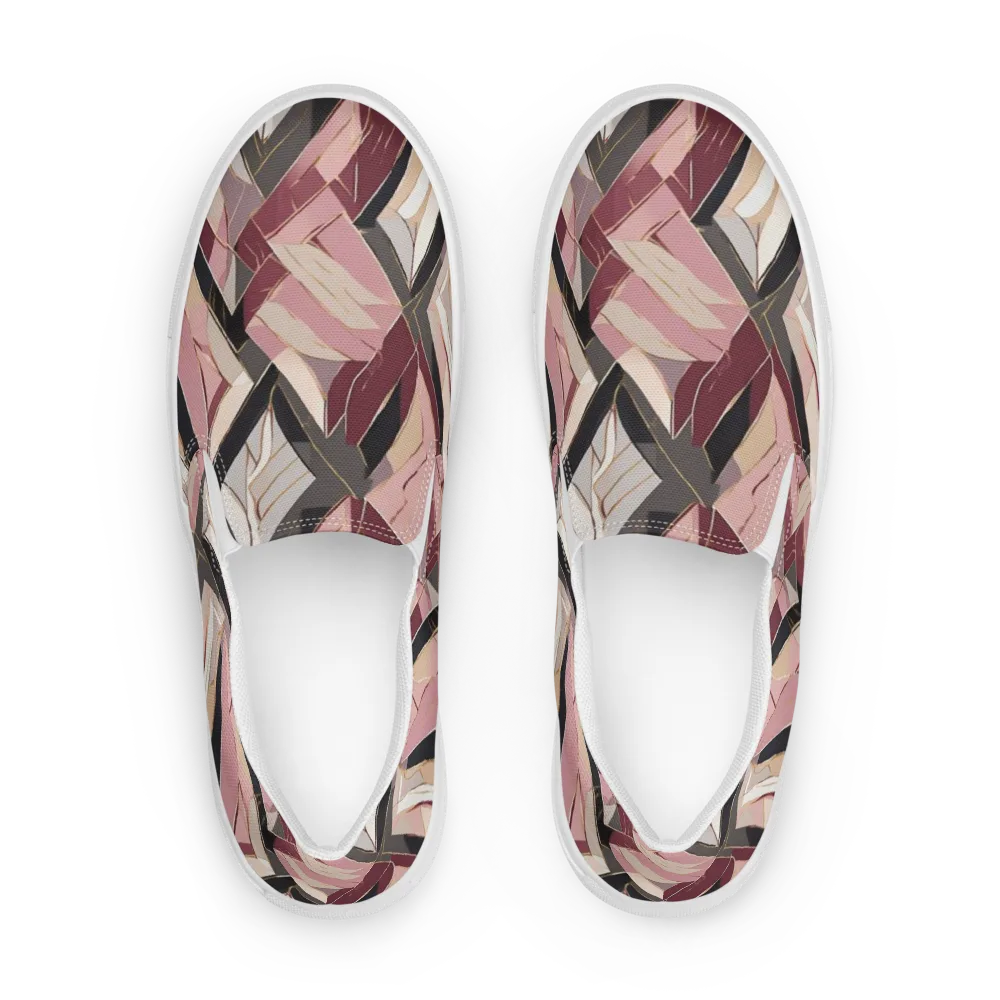 Rose Quartz Angles on Men's Slip-On Canvas Shoes — Front