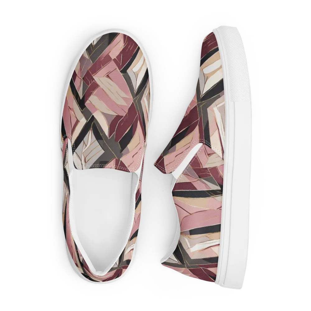 Rose Quartz Angles on Men's Slip-On Canvas Shoes — Front