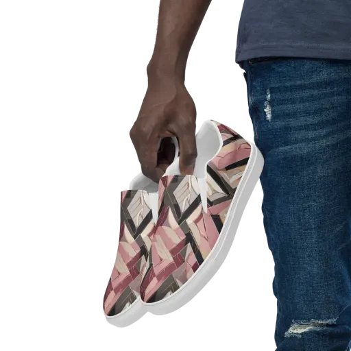 Rose Quartz Angles on a Men's Slip-On Canvas Shoes