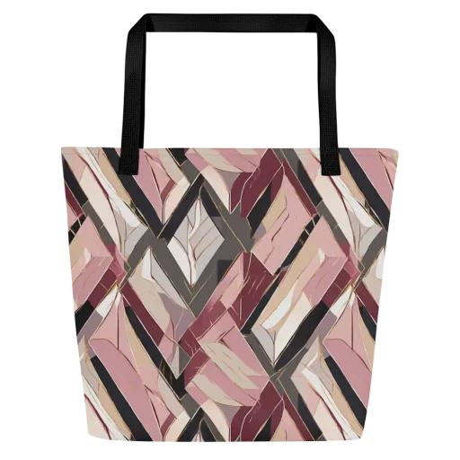Rose Quartz Angles on a Large Tote Bag W/ Pocket