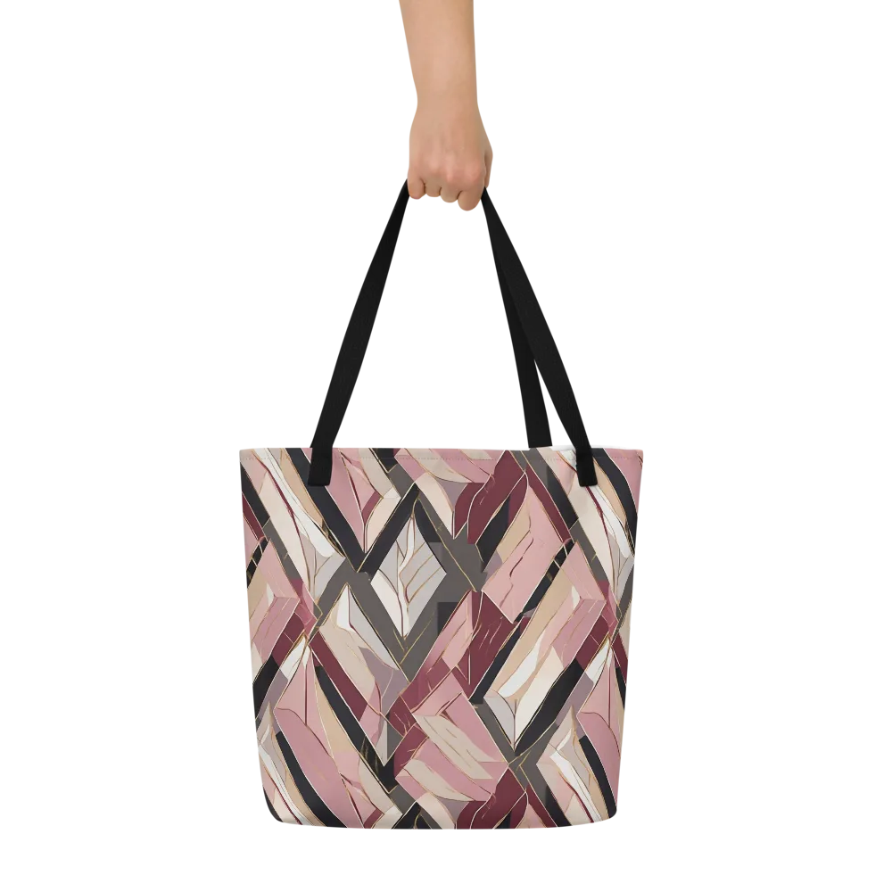 Rose Quartz Angles on Large Tote Bag W/ Pocket — Front