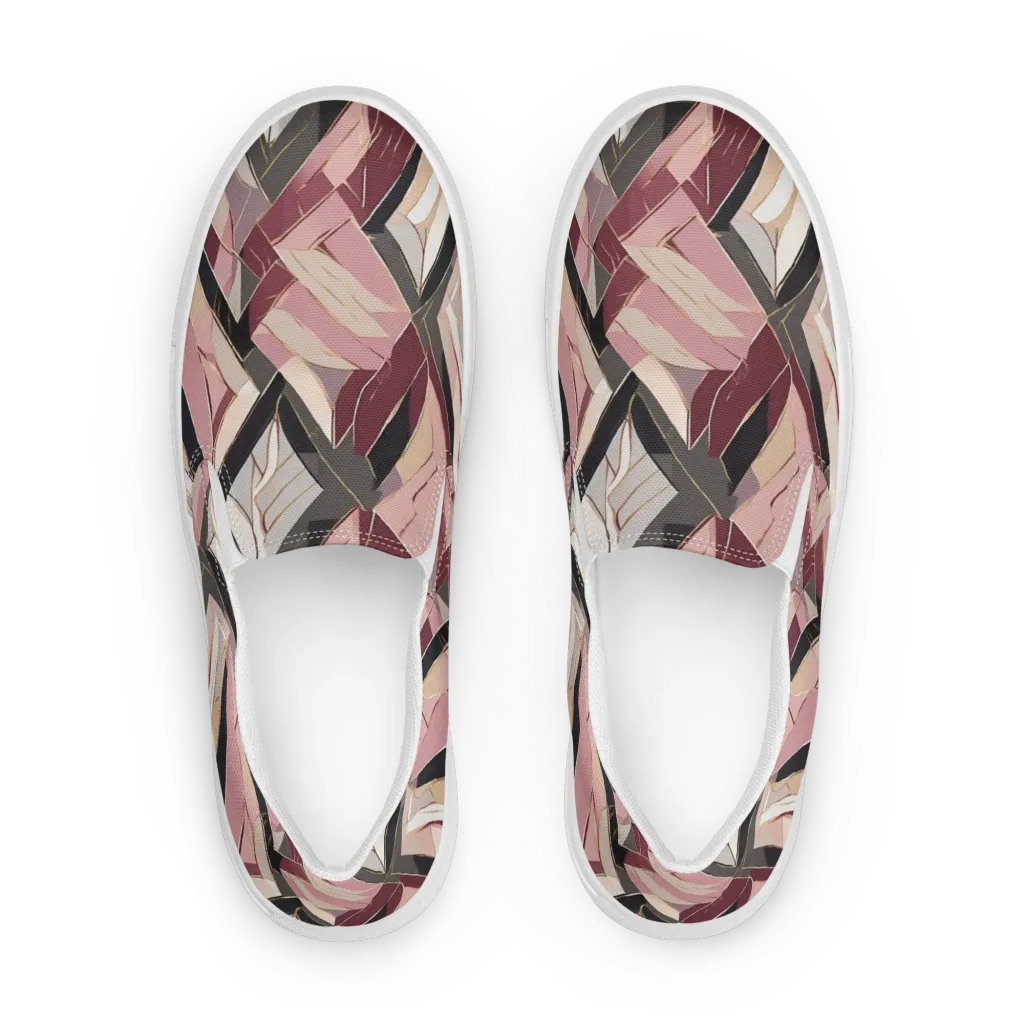 Rose Quartz Angles on Women's Slip-On Canvas Shoes — Front