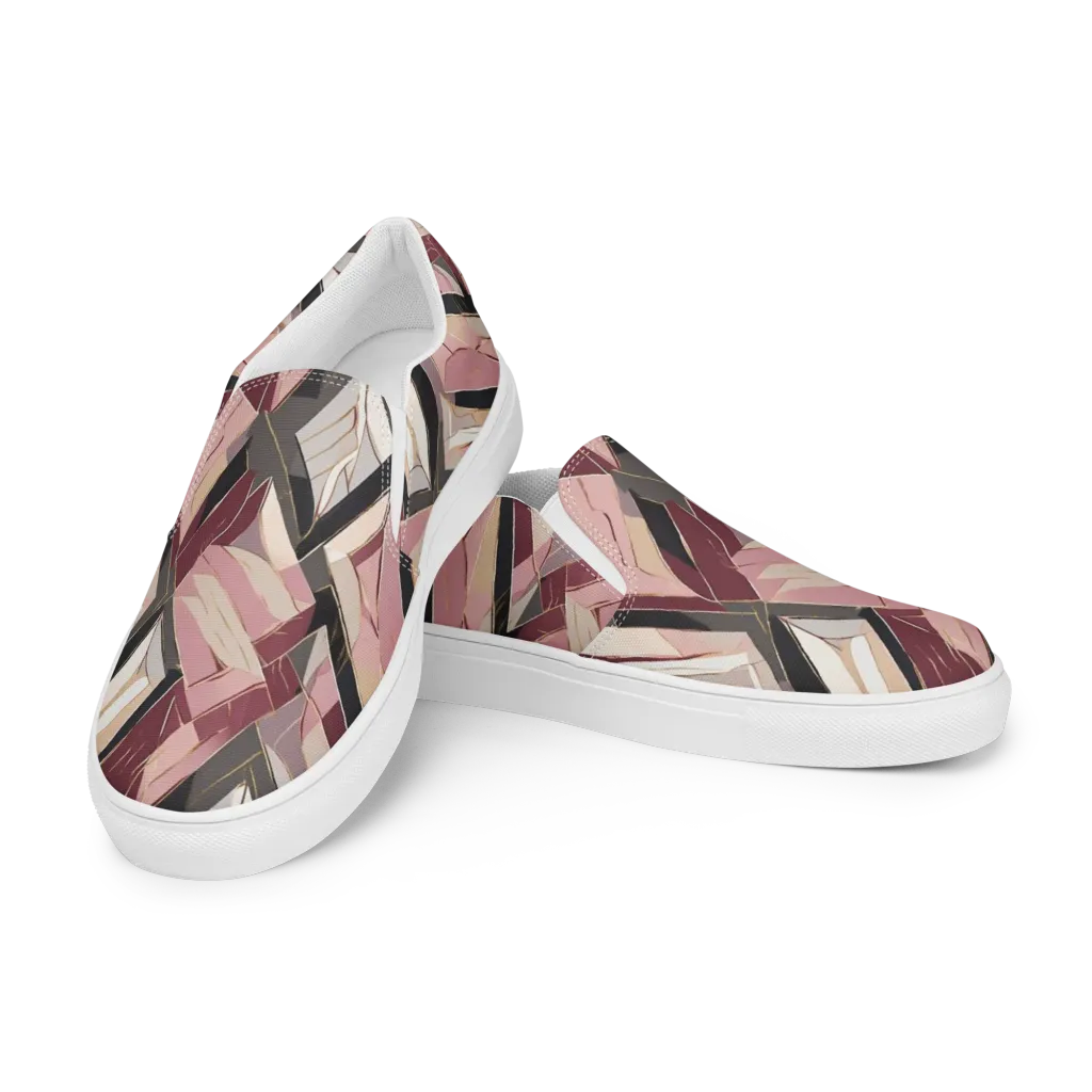 Rose Quartz Angles on Women's Slip-On Canvas Shoes — Left Front