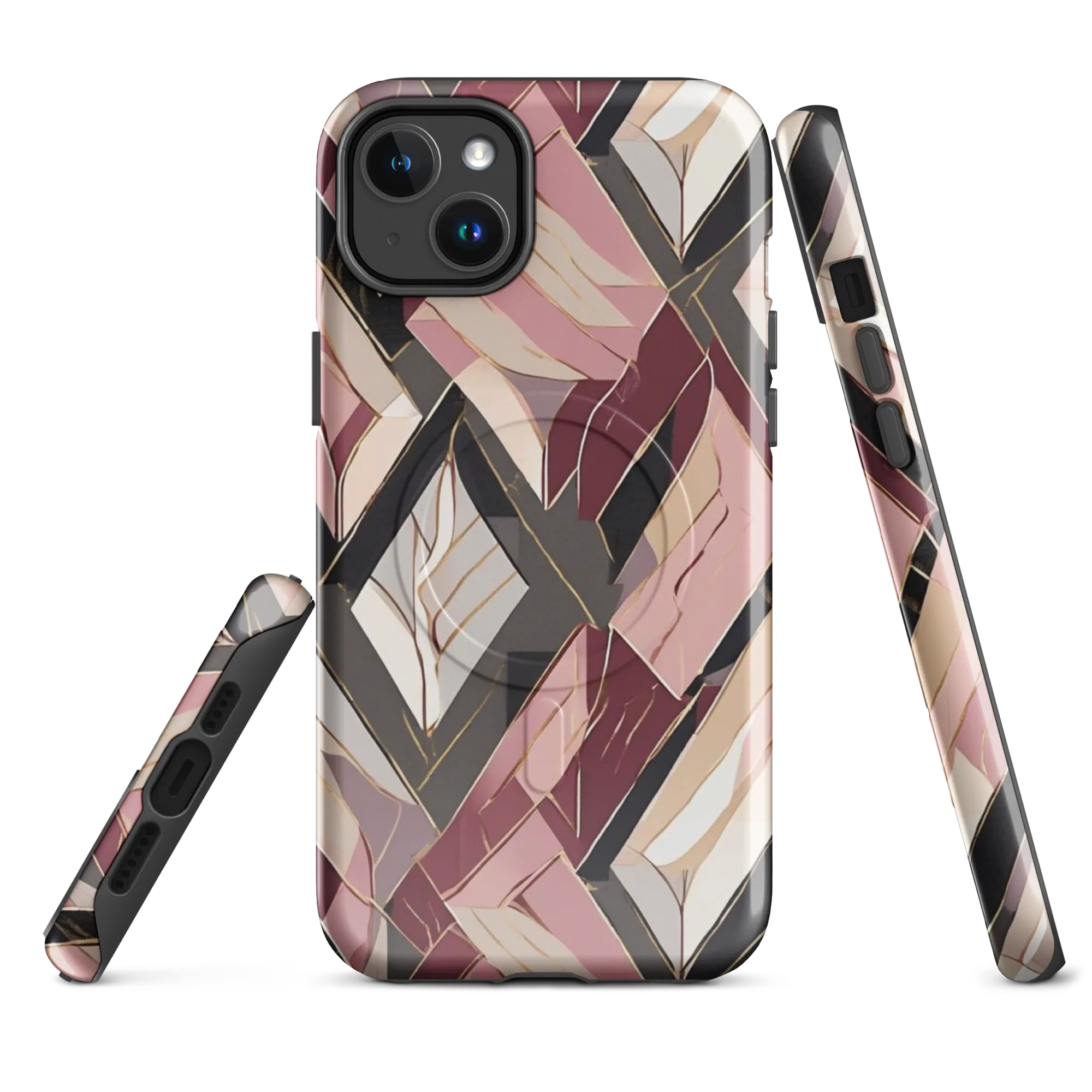 Rose Quartz Angles on MagSafe Tough Case for iPhone® — Front