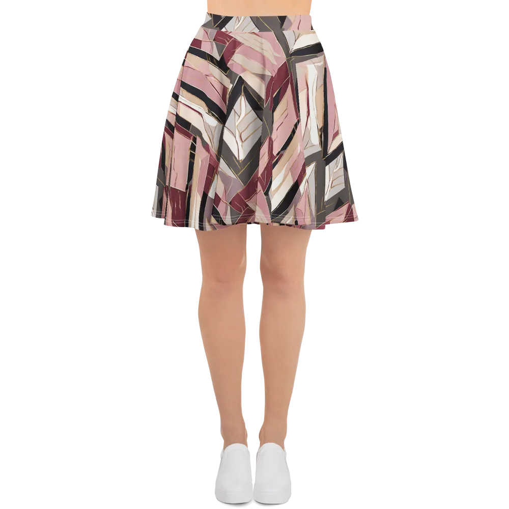 Rose Quartz Angles on Skater Skirt — Front