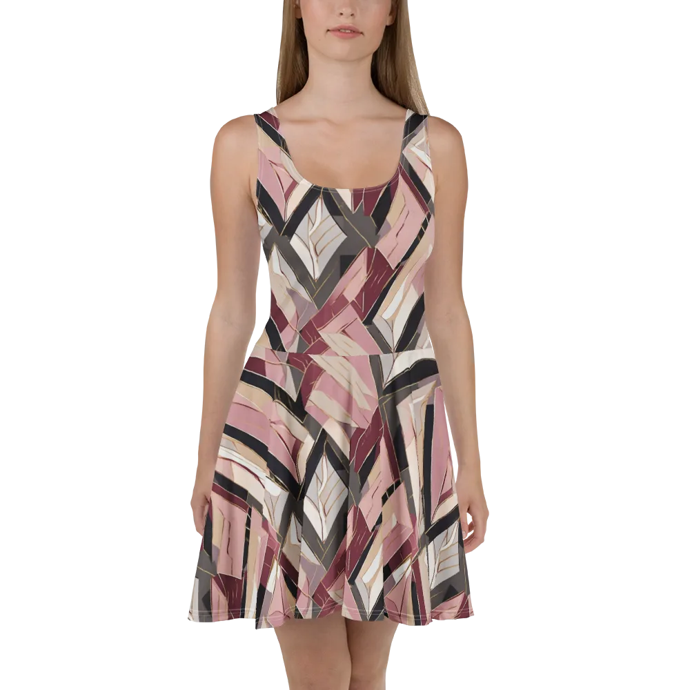 Rose Quartz Angles on Skater Dress — Front