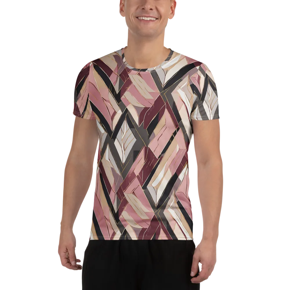 Rose Quartz Angles on Men's Athletic T-Shirt — Front