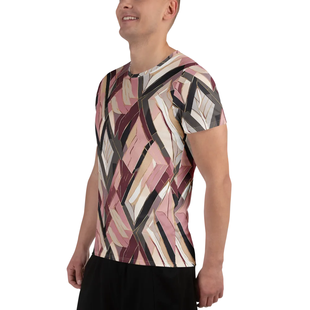 Rose Quartz Angles on Men's Athletic T-Shirt — Left
