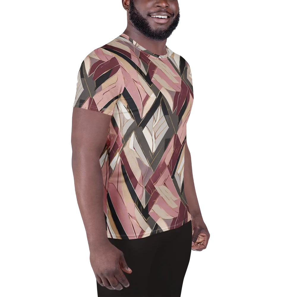 Rose Quartz Angles on Men's Athletic T-Shirt — Right