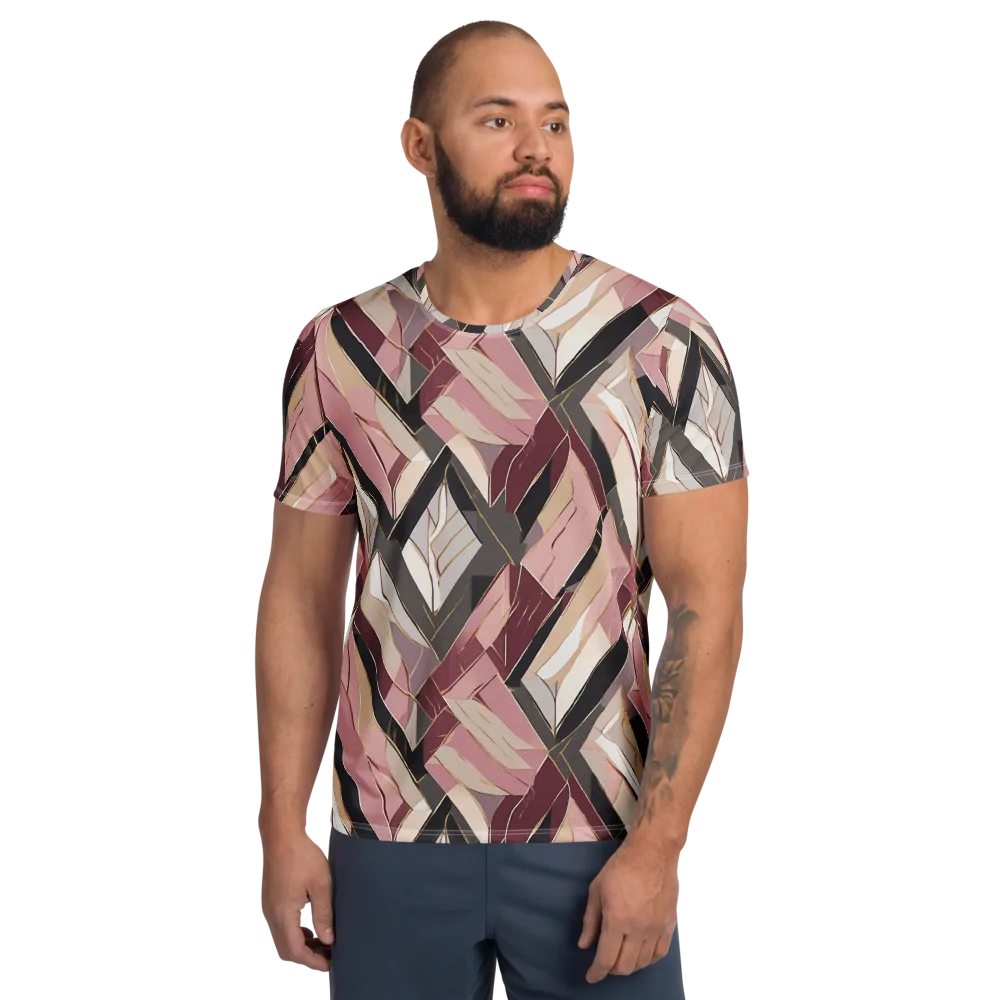Rose Quartz Angles on Men's Athletic T-Shirt — Front