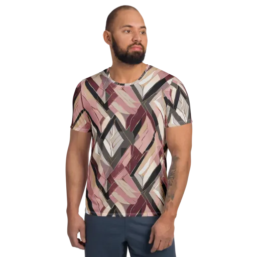 Rose Quartz Angles on a Men's Athletic T-Shirt