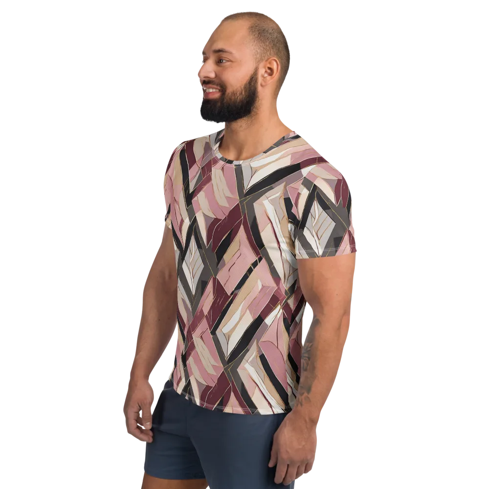 Rose Quartz Angles on Men's Athletic T-Shirt — Left